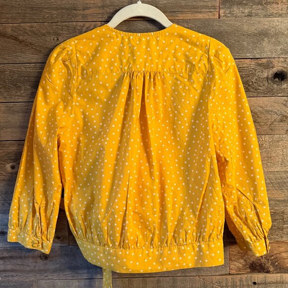 Madewell Star Scatter Wrap Top Blouse Golden Yellow Cropped in S - Picture 6 of 7